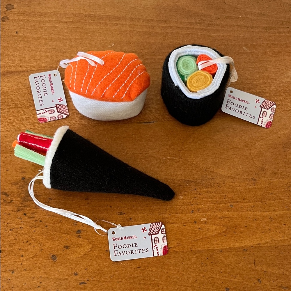 NWT World Market Sushi Plush Ornaments Bundle of 3